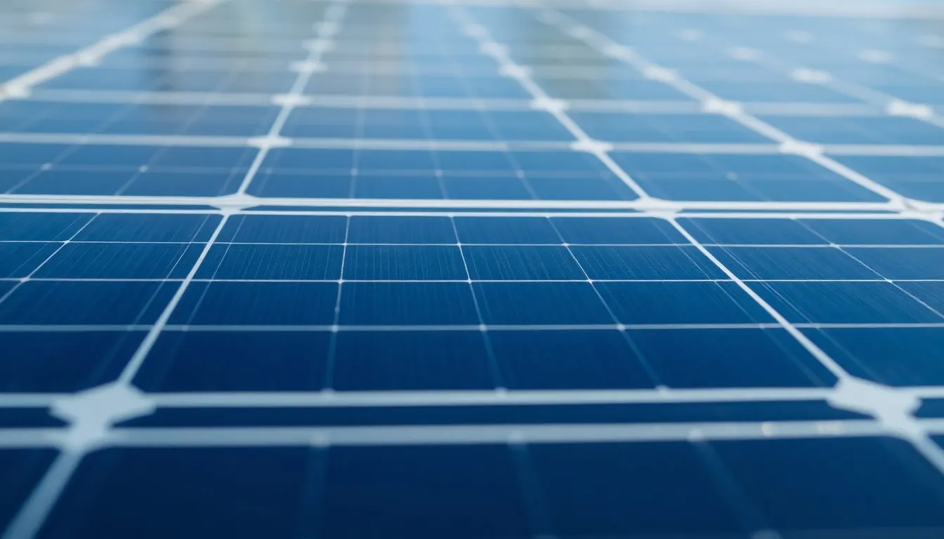 Close-up of solar cells in a panel